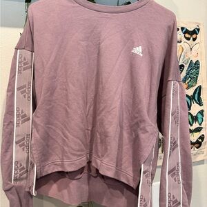 Adidas Lavender Crewneck with Logo Sleeves